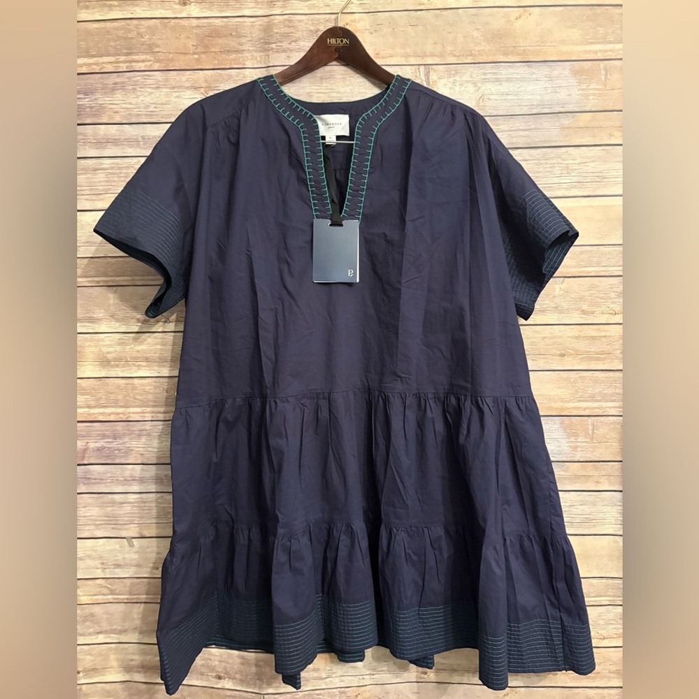 Pomander place tuckernuck navy blue oversized casual dress XL green stitches